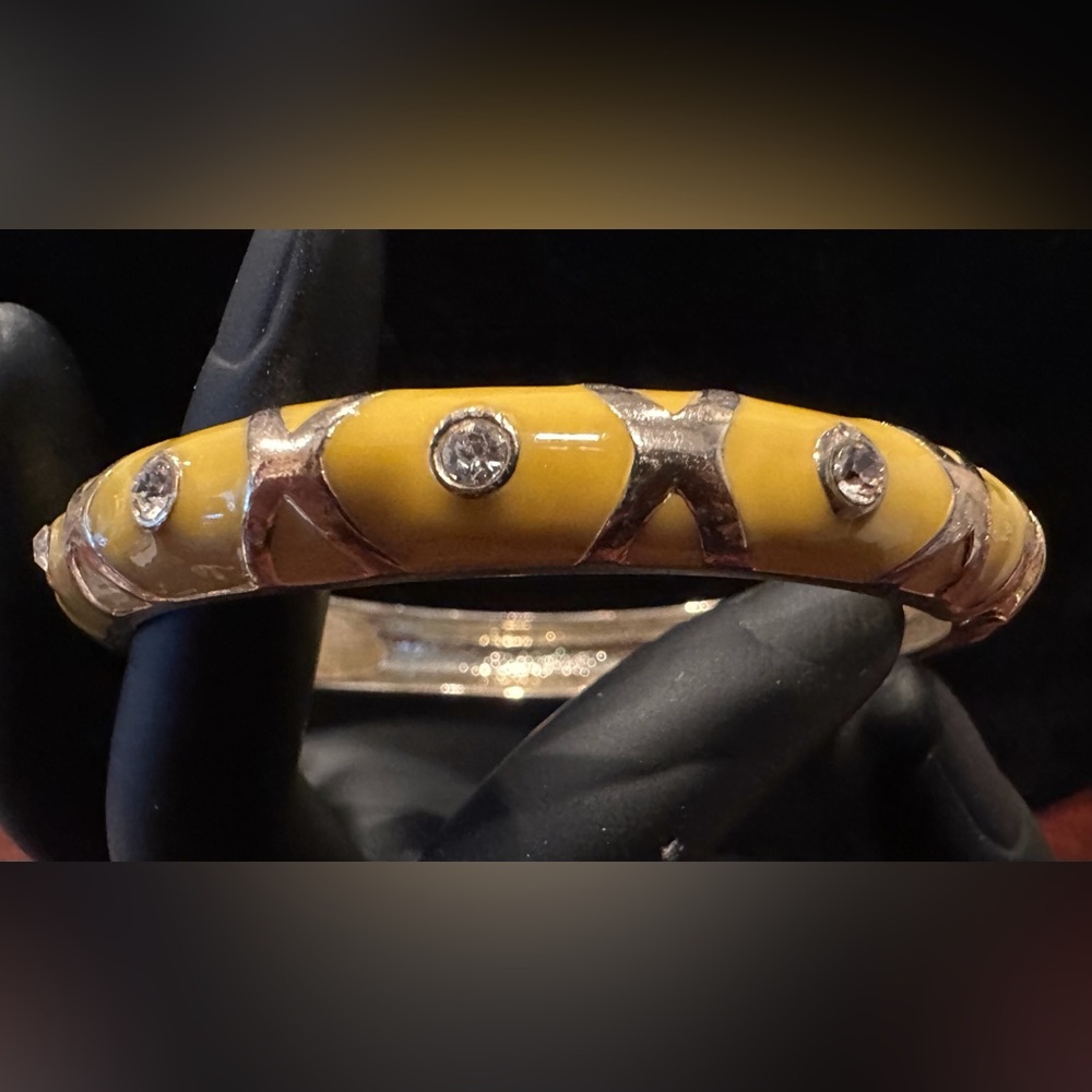 Yellow enameled hinged bangle